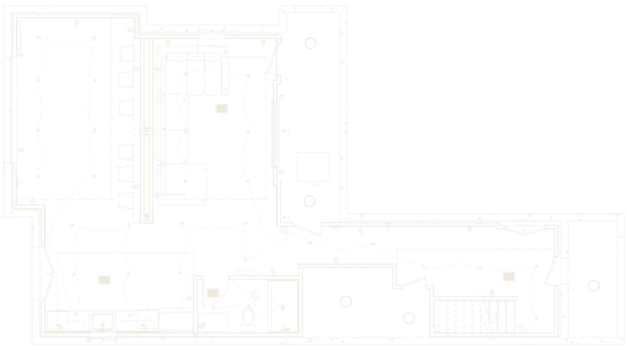 Proposed basement floor plan: walls, posts, vents, lighting and the electrical layout, drawn for permit by Harmony Basements