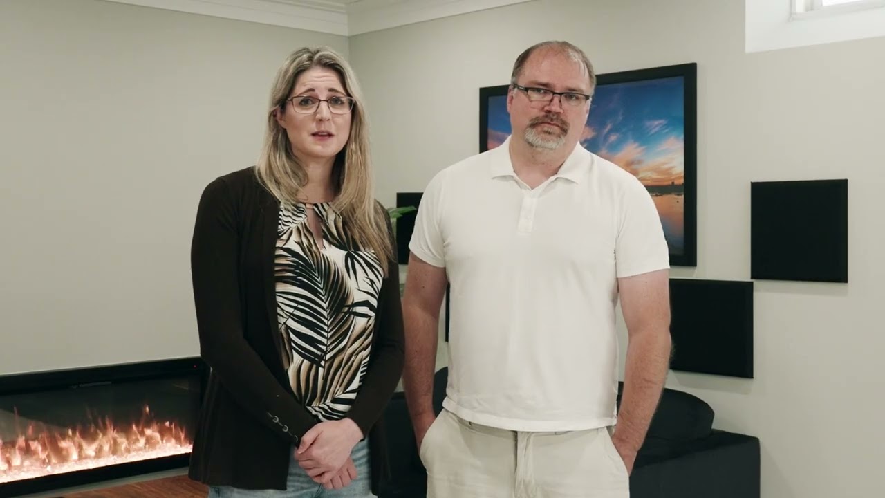 A Harmony client's video testimonial, filmed in their finished basement